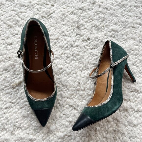 Coach Shoes - Coach Green Suede Mary Jane Pumps